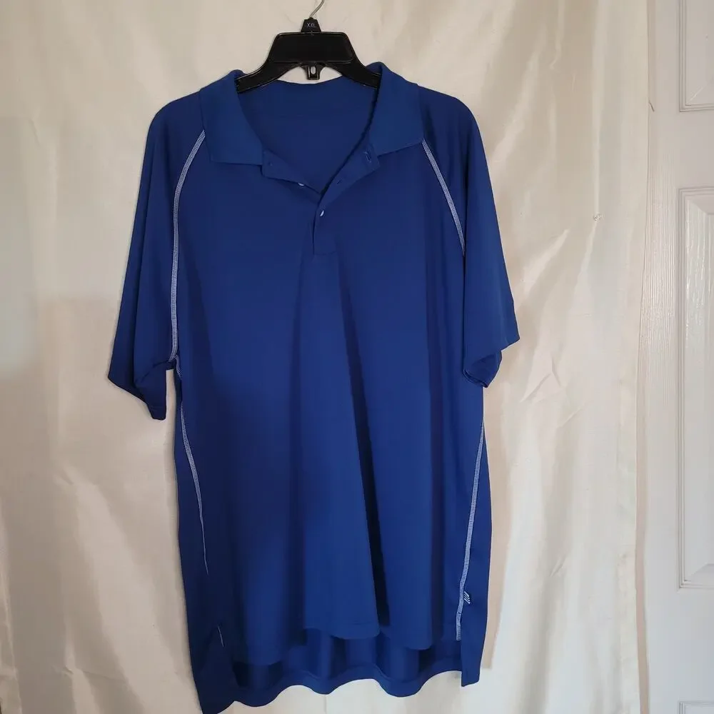 XL Adidas Blue Polo Shirt with White Stitching